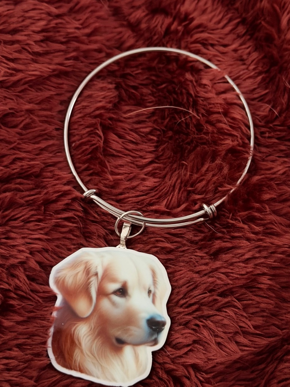 Dog Pendant with Golden Retriever Design - Silver Hoop